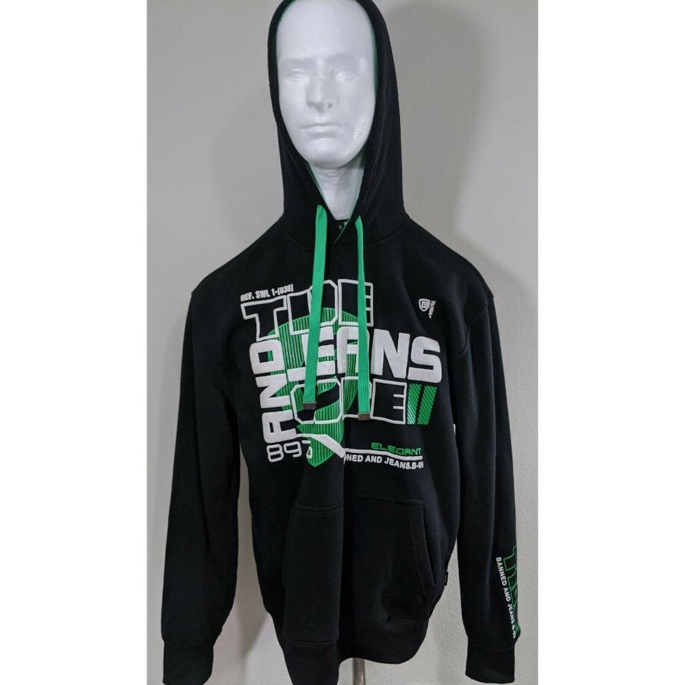 Banned Apparel UK mens kangaroo pocket pullover hoodie green black XL outerwear